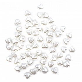 2534 Бусины пластиковые, 'жемчуг', белые, сердце, 10*11мм, 62шт/упак, Astra&Craft