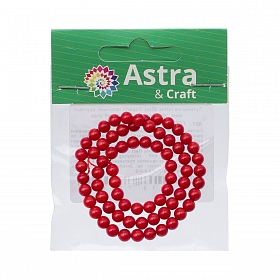 Бусины на нитке 40см, Коралл красный, круглые, 5,5мм, 73(+/-3) шт., Astra&Craft