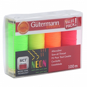 734463 Набор швейных нитей Sew-All 100 м, 4 цвета NEON Gutermann