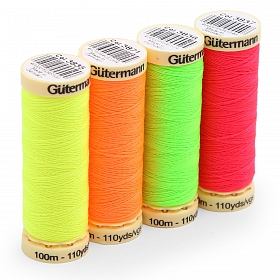 734463 Набор швейных нитей Sew-All 100 м, 4 цвета NEON Gutermann