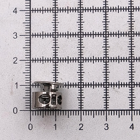 MFR08 Фиксатор для шнура 10,5*11,8мм, 2 отверстия d-3,7мм, металл, Nickel (черный никель)