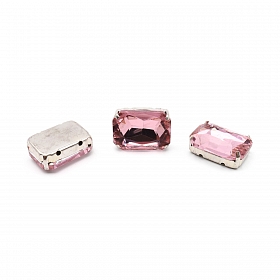 ПЦ005НН1318 Хрустальные стразы в цапах прямоугольные (серебро) светло-розовый 13*18мм, 3шт/упак Astra&Craft