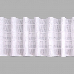 607 Тесьма шторная 10м, ширина 6см, 1/2 'Параллельная складка' (2 ряда петель, 4 шнура), белый