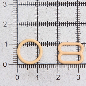 Кольца и регуляторы для бретелей бюстгальтера 10 мм, металл/эмаль, 20 шт/упак, цвет телесный