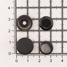 Кнопка Дельта (O-образная) 15/15мм, цв.металл, черная резина (уп.~720шт) NEW STAR