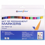 DV-424-12 Набор маркеров перманентных, 3 мм, 12шт/уп, Darvish
