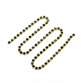 ЦС010ЗЦ3 Стразовые цепочки (золото), цвет: изумрудный размер 3 мм, 30 см/упак.