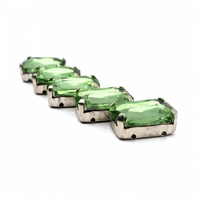 ПЦ006НН1014 Хрустальные стразы в цапах прямоугольные (серебро) светло-зеленый 10*14мм, 5шт/упак Astra&Craft