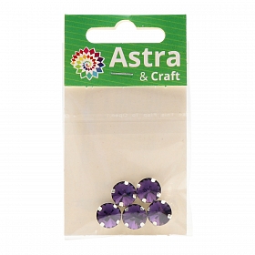РЦ012НН10 Хрустальные стразы в цапах круглой формы, фиолетовый 10 мм, 5 шт. Astra&Craft