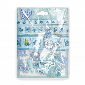 29507 Набор декоративных элементов 'Малыш-Toys' (16 элементов+ленты 3шт*1м) цв. голубой