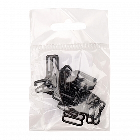 Крючки и регуляторы для бретелей бюстгальтера 15 мм, металл/эмаль, 18 шт/упак, цвет черный
