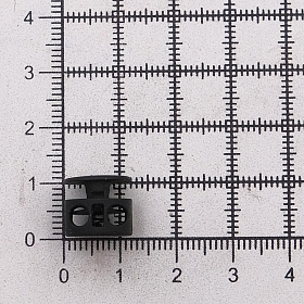 MFR08 Фиксатор для шнура 10,5*11,8мм, 2 отверстия d-3,7мм, металл, P.Black (черная резина)