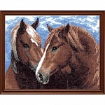 605 Набор для вышивания Hobby&Pro 'Пара лошадей', 30*22 см