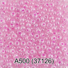 (37126) Бисер полупрозрачный жемчужный с цв.центром 10/0, круг.отв., 50г, Preciosa