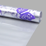 Пленка прозрачная двухцветная с рисунком Бабочки бело-фиолетовая 70см*9,14м +/- 5%