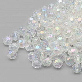 2022 Бусины пластиковые, акрил, прозрач. в цвете, граненые круглые, 6мм, 25гр, Astra&Craft