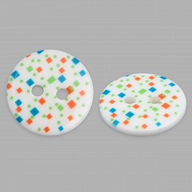 Пуговицы 'Разноцветные квадраты' 28L (18мм) 2 прокола, пластик, 12шт/упак, Magic Buttons