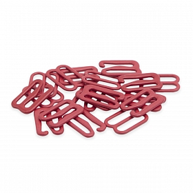 Крючки и регуляторы для бретелей бюстгальтера 12 мм, металл/эмаль, 18 шт/упак, цвет темно-красный