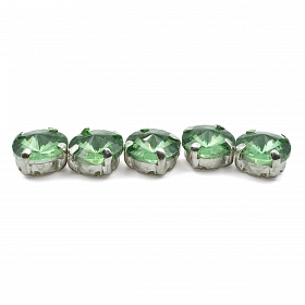 РЦ016НН10 Хрустальные стразы в цапах круглой формы, светло-зеленый 10 мм, 5 шт. Astra&Craft
