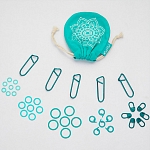 36633 Набор маркеров для вязания Mindful в мешочке, ассорти, пластик, бирюзовый, 100шт, KnitPro