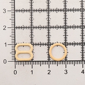 Кольца и регуляторы для бретелей бюстгальтера 8 мм, металл/эмаль, 20 шт/упак, цвет телесный