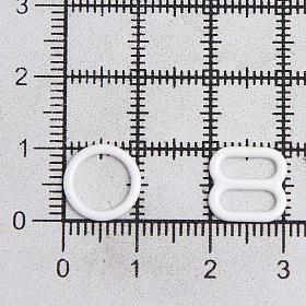 Кольца и регуляторы для бретелей бюстгальтера 8 мм, металл/эмаль, 20 шт/упак, цвет белый
