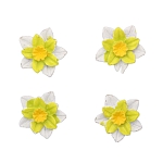 LR15-4621 Кабошоны и шармы для слаймов 'Цветок', бело-желтый, 4 шт/упак