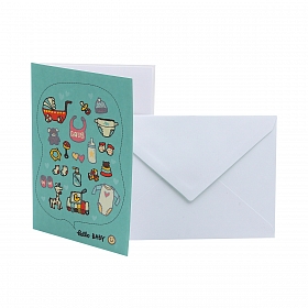 LTA02 Поздравительная открытка с конвертом 'С рождением ребенка' на английском языке, 12*17 см