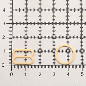 Кольца и регуляторы для бретелей бюстгальтера 12 мм, металл/эмаль, 20 шт/упак, цвет телесный