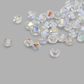 451-69-302 Бусины Биконус Crystal AB 3,6x4мм. 40 шт. Preciosa