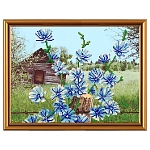 Бис3111 Рисунок на канве для вышивки бисером 'Голубые цветочки'