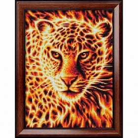 АЖ-1849 Алмазная мозаика 'Огненный леопард' 30*40см