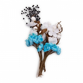 Набор мини-букетиков для декора, высота 10-14 см, бело-голубой, Astra&Craft