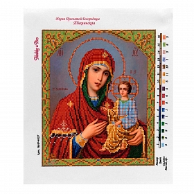 4007 Ткань с нанесенным рисунком для вышивания бисером 'Тихвинская Богородица' 25*30 см