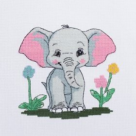 273 Набор для вышивания Hobby & Pro Kids 'Слонёнок в цветах' 19*18см