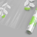 Пленка прозрачная двухцветная с рисунком Полевые цветы бело-салатовая 70см*9,14м +/- 5%