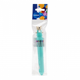 74902 Ручка шариковая автоматическая Мишка бирюзовый, 10-цветная, в индивидуальном ПВХ-пакете