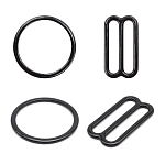Кольца и регуляторы для бретелей бюстгальтера 20 мм, металл/эмаль, 20 шт/упак, цвет черный