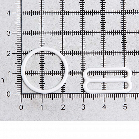 Кольца и регуляторы для бретелей бюстгальтера 20 мм, металл/эмаль, 20 шт/упак, цвет белый