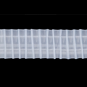 C701 Тесьма шторная 1/2,5 'Параллельная складка' (2 ряда петель, 2 шнура) 60мм*50м, белый
