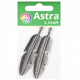 4AR053 Подвеска металлическая перо узкое,2шт/упак, Astra&Craft