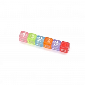 Бусины пластиковые, с цифрами, микс цвета, куб, 6*6мм, 150(+/-5) шт/упак, Astra&Craft