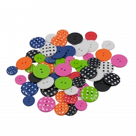 Пуговицы пластиковые 'Цветное ассорти', диаметр 15, 18, 23 мм, 7 цветов, набор 60 шт