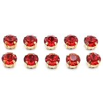 ЗЦ012НН88 Стразы в цапах круглые (шатоны) 8 мм цвет: красный, оправа: золото, 10 шт\упак