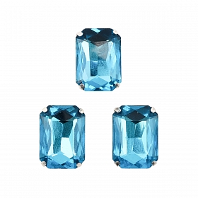 ПЦ008НН1318 Хрустальные стразы в цапах прямоугольные (серебро) ярко-голубой 13*18мм, 3шт/упак Astra&Craft