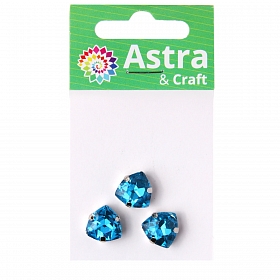 ТЦ009НН12 Хрустальные стразы в цапах треугольные (серебро) ярко-голубой 12мм, 3шт/упак Astra&Craft