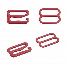 Крючки и регуляторы для бретелей бюстгальтера 12 мм, металл/эмаль, 18 шт/упак, цвет темно-красный