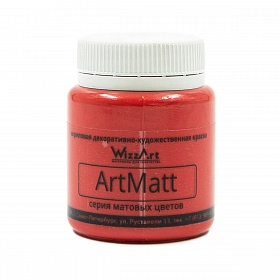 Краска акриловая, матовая ArtMatt, красный теплый, 80мл, Wizzart