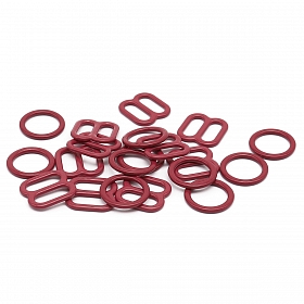 Кольца и регуляторы для бретелей бюстгальтера 8 мм, металл/эмаль, 20 шт/упак, цвет темно-красный