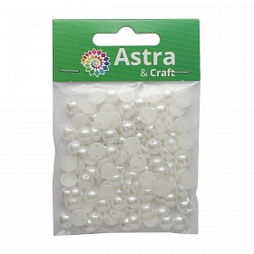 4AR296 Полубусины пластиковые, пришивные 'жемчуг', белые, 8мм, 15гр, Astra&Craft